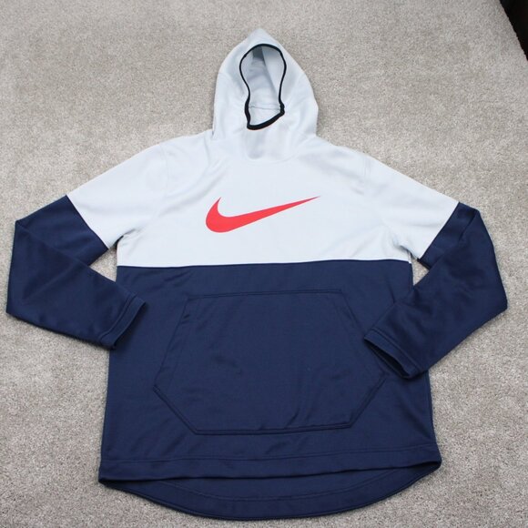 Nike Spotlight Hoodie Mens Large Blue/Gray Colorblock Dri-Fit Hooded Sweatshirt - Picture 1 of 13